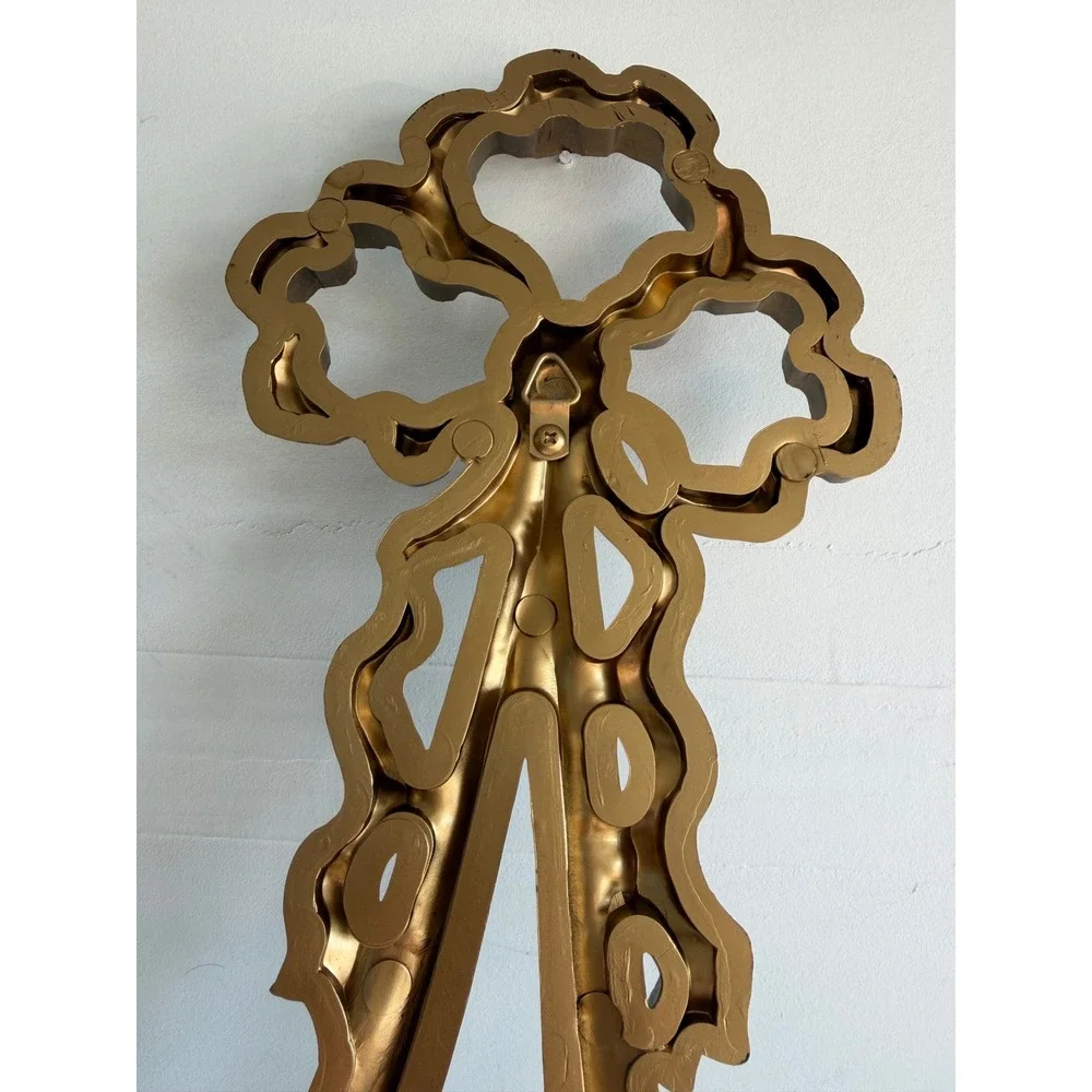 Vintage Syroco 3 Arm Wall Sconce Floral Bow Hollywood Regency Gold Faux Wood 25